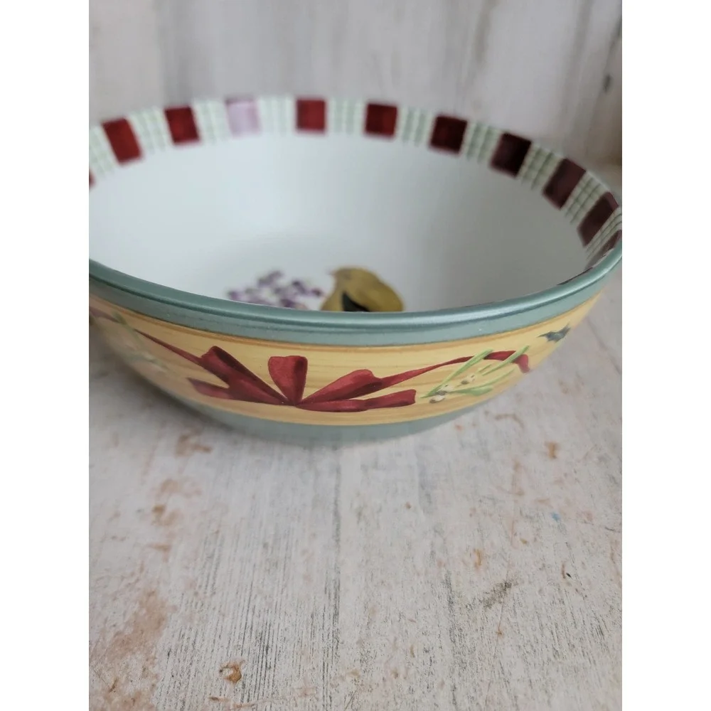Lenox goldfinch bird bowl winter greetings everyday Xmas home kitchen